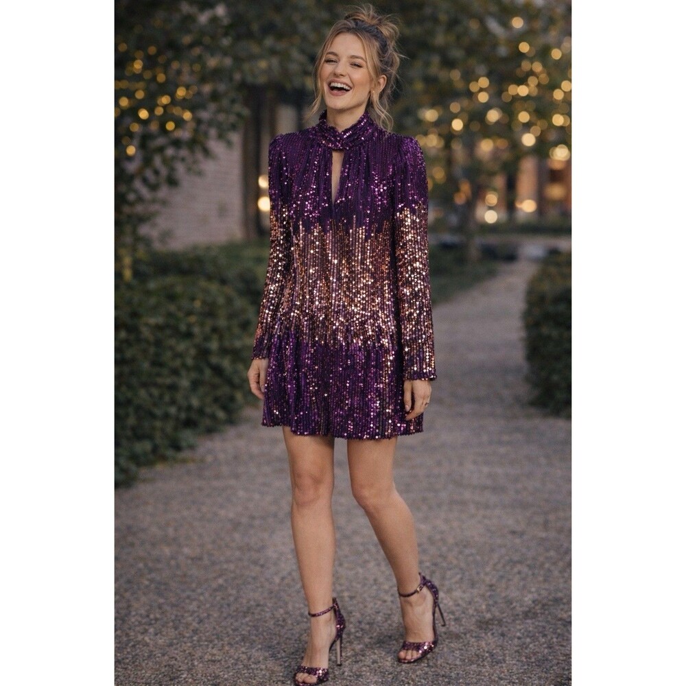 Kate Spade New York Ombré Sequin Shift Dress in purple Women’s 4‎ NWOT Defaced